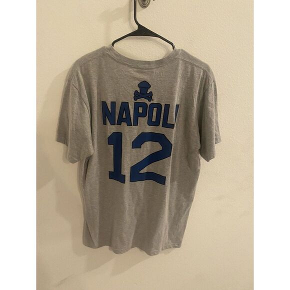 JOHNNY CUPCAKES BRAND MIKE NAPOLI T SHIRT Jersey Beard Baseball Bats Gray Large - Picture 2 of 6